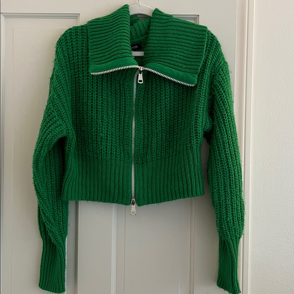 Green zip up sweater